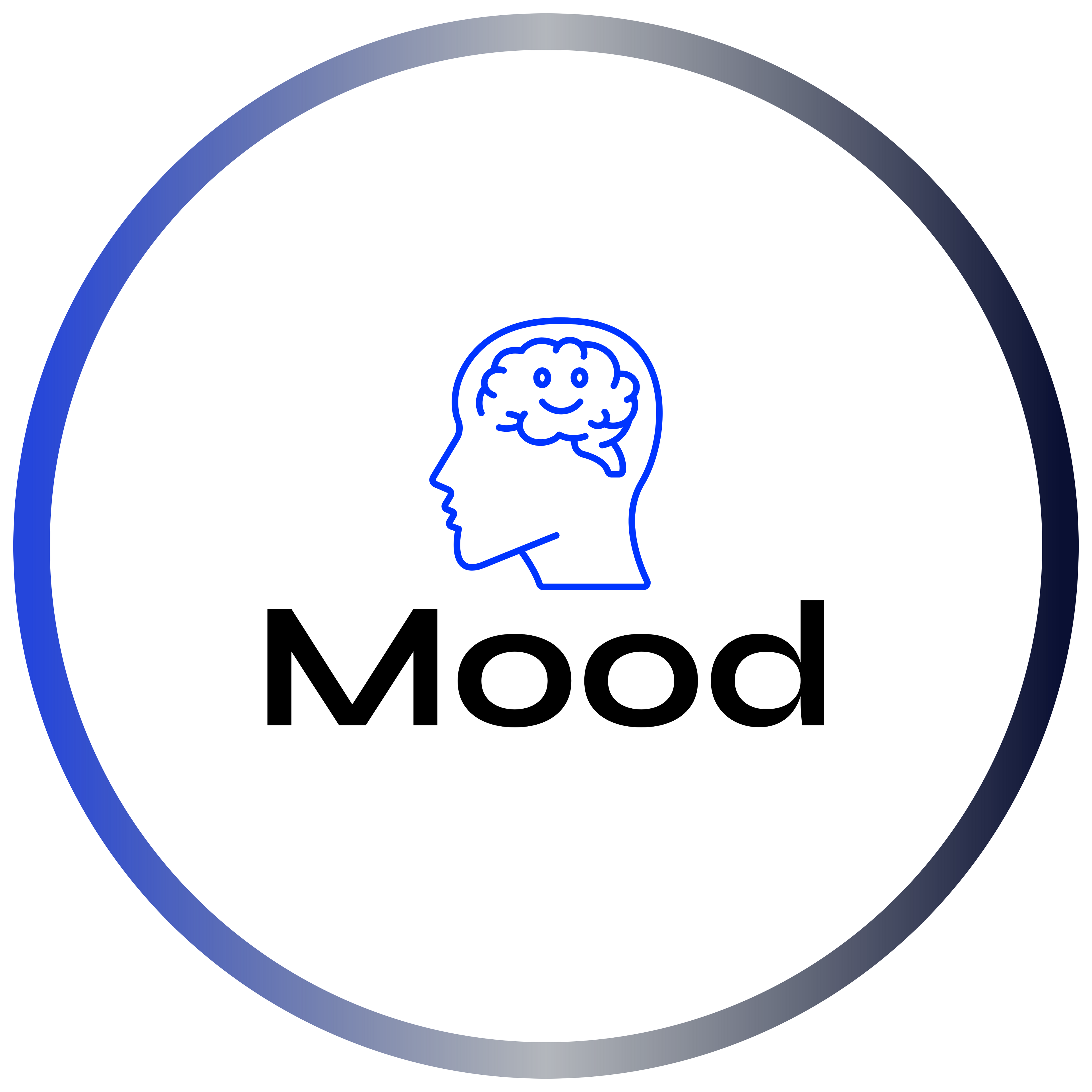 Blue outline of a head and brain, and the word 'Mood' below it, on a white background.